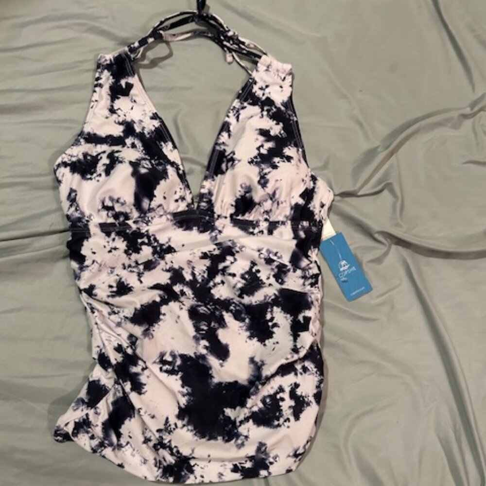 NEW size small womens bikini top blue white  swim suit swimming tank